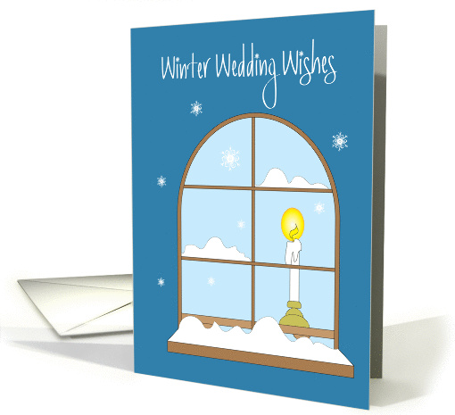 Winter Wedding Wishes, Snow Covered Window & Candle card (1411696)