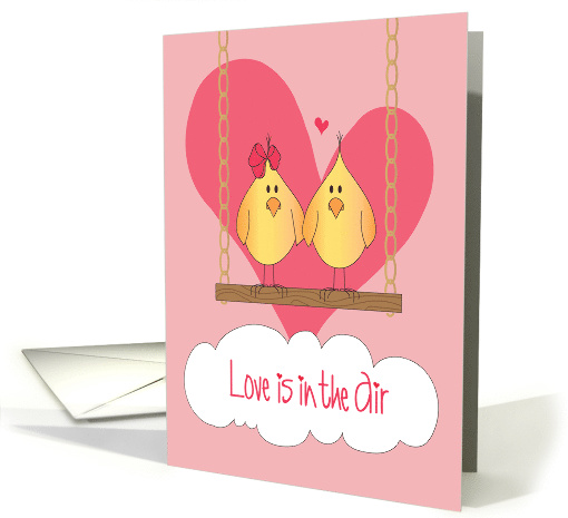Valentine with Two Birds, Love is in the Air, With Hearts card