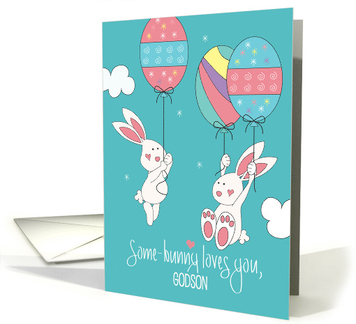 Easter Wishes for Godson with White Bunnies & Decorated... (1412224)