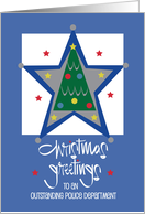 Christmas for Police Department, Silver Badge with Decorated Tree card