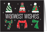 Christmas Warmest Wishes from Teacher, Colorful Ski Hats & Scarves card