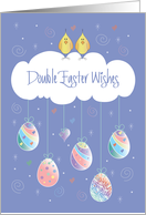 Easter for Twins, Double Easter Wishes with BIrds and Eggs card