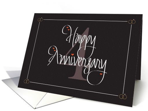 Wedding Anniversary for 4th Anniversary, Hand Lettering & Hearts card