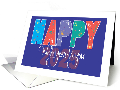 Hand Lettered Happy New Year's 2024 with Colorful... (1414284)