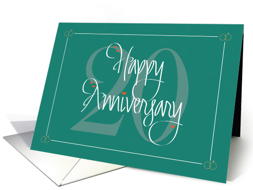 Hand Lettered Wedding Anniversary for 20th Anniversary & Hearts card