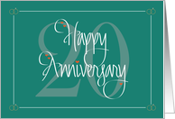 Hand Lettered Wedding Anniversary for 20th Anniversary & Hearts card