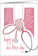Doctors’ Day 2024 for Female Doctor Hand Holding Stethoscope card