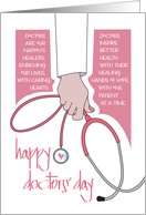 Doctors’ Day 2025 for Female Doctor Hand Holding Stethoscope card
