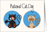 National Cat Day, with Black Cat and Siamese Cat card