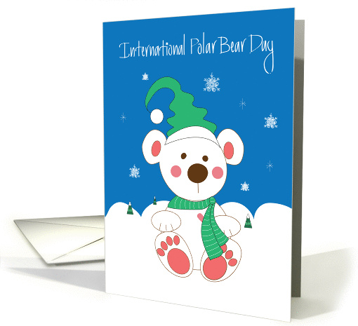 International Polar Bear Day, with Polar Bear in Wool Scarf & Hat card