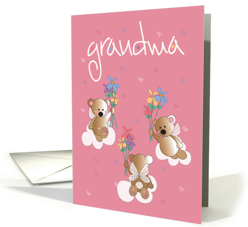 Grandparents Day for Grandma, Angelic Bears with Flowers card