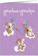 Grandparents Day Grandma & Grandpa, Bears with Flowers & Kite card