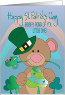 St. Patrick’s Day for Kids Bear in Green Leprechaun Hat with Shamrock card