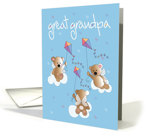 Grandparents Day for Great Grandpa, Trio of Angelic Bears & Kites card