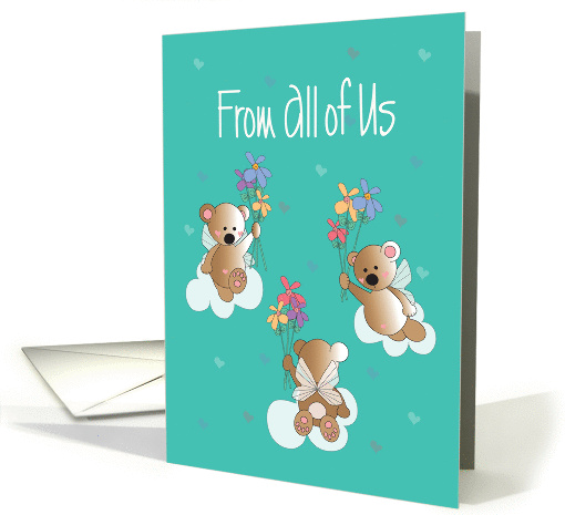 Mother's Day From All of Us, Trio of Angelic Bears & Flowers card