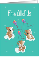 Father’s Day from All of Us, with Trio of Angel Bears & Kites card