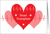 Heart Transplant Get Well, Trio of Hearts and Heart Rhythm card
