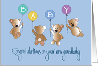 Becoming Grandparents to Grandson, Bears & Balloons card
