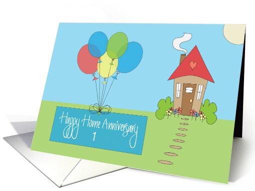Hand Lettered Realtor's Home Anniversary Custom Year, Balloons card
