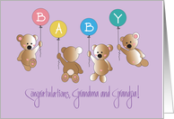Becoming a Grandma & Grandpa, Four Bears with Balloons card