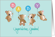 Becoming a Grandma Again, Four Floating Bears with Balloons card
