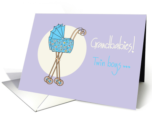 Becoming a Grandma to Twin Boys, with Blue Strollers card (1421100)