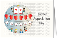 Teacher Appreciation Day, Open Books, Apples & Students card