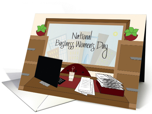 National Business Women's Day, With Desk, Coffee and Inbox card