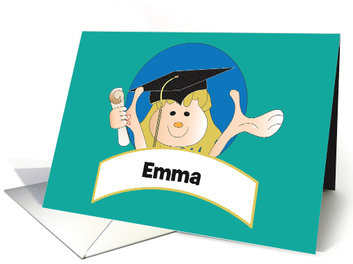 Graduation for Her with Custom Name, Graduate & Mortar Board card
