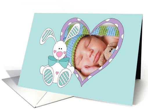 Announcement for New Baby, with Photo and Bunny Frame card (1422202)