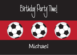 Birthday Party Invitation for Kids Soccer Ball Theme with Custom Name