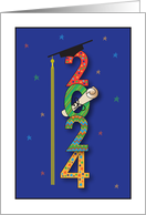 Graduation for 2024 Stacked Date with Mortarboard & Diploma card