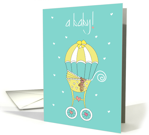 Hand Lettered Congratulations Adoption of Baby Stroller Parachute card