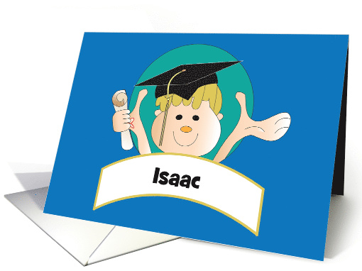 Graduation for Him, Custom Name with Mortarboard & Diploma card