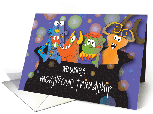 Hand Lettered Halloween for Friend Monstrous Friendship... (1424972)
