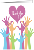 International Thank a Volunteer Day, Colorful Thank You Arms & Hands card