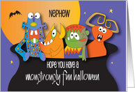 Monstrously Fun Halloween for Nephew Colorful Monsters in Cauldron card