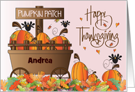 Thanksgiving Pumpkin Patch Pumpkin Wagon Leaves and Custom Name card