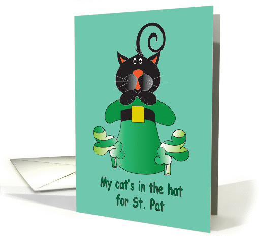 St. Patrick's Day with Black Cat, Cat's in the Hat for St. Pat card