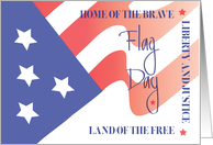 Hand Lettered Flag Day, Flowing American Red, White & Blue Flag card