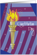 Constitution Day, American Flag and Statue of Liberty Torch card