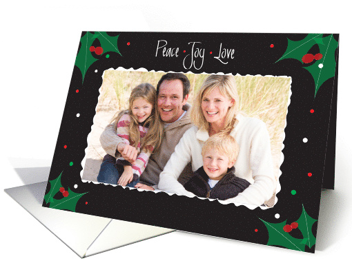 Christmas Photo Card with Holly, Peace, Joy & Love card (1426550)