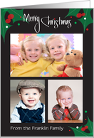 Christmas Photo Card, Custom Name, Merry Christmas & Holly card