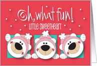 Christmas for Little Sweetheart Girl with Polar Bears in Winter Hats card