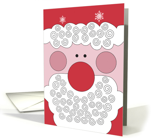 Christmas Santa for Grandchild, with Curly Beard & Red Nose card