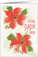 Hand Lettered Christmas for Mom Tis the Season Red Poinsettias card