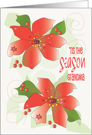 Christmas for Grandma Tis the Season Red Decorated Poinsettias card