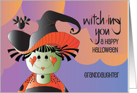 Hand Lettered Halloween Granddaughter Witching You with Cute Witch card