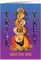 Halloween Great Niece Trick or Treat Happy Jack O’ Lanterns and Candy card