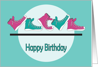 Birthday for Girl Runner, Teal and Cranberry High Top Sneakers card